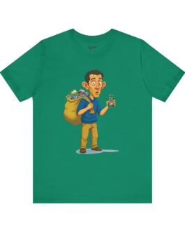 playful village character t shirt | humorous cartoon tee with mischievous charm | quirky illustrated pullover