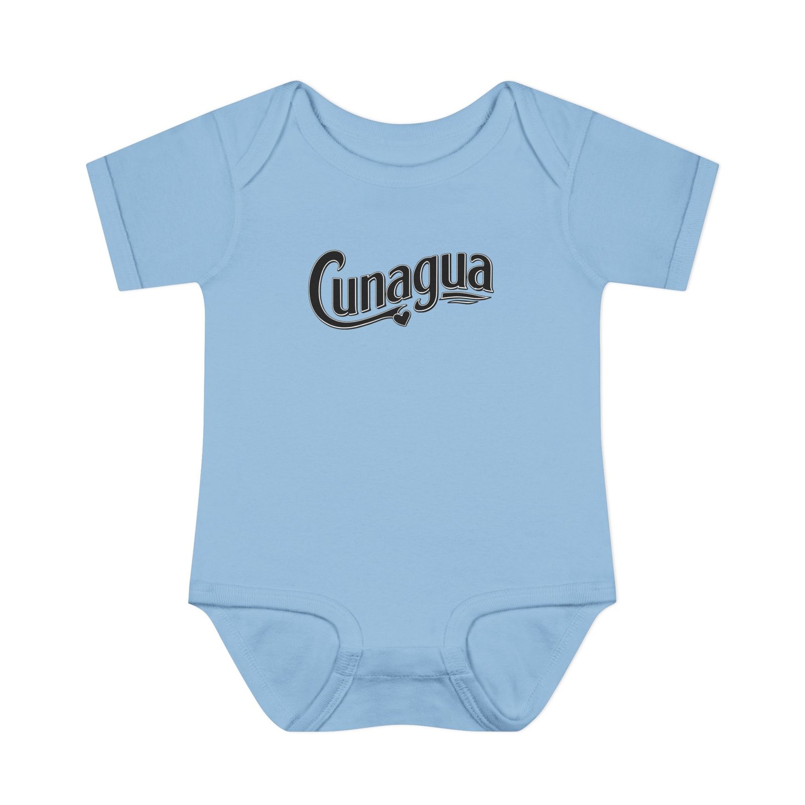 cunagua infant bodysuit | minimal baby one piece with branded script logo | soft airlume cotton jersey