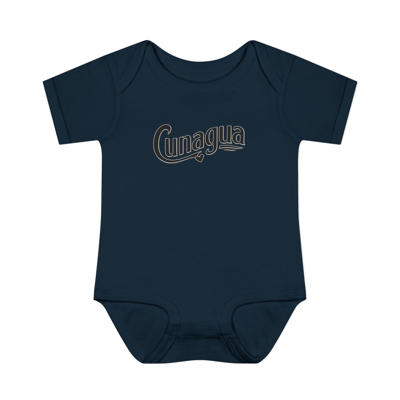 cunagua infant bodysuit | minimal baby one piece with branded script logo | soft airlume cotton jersey