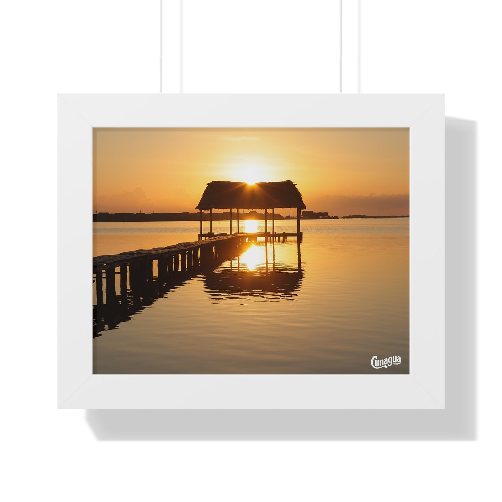 póster atardecer en el muelle de cunagua