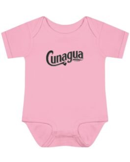 cunagua infant bodysuit | minimal baby one piece with branded script logo | soft airlume cotton jersey