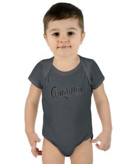 cunagua infant bodysuit | minimal baby one piece with branded script logo | soft airlume cotton jersey