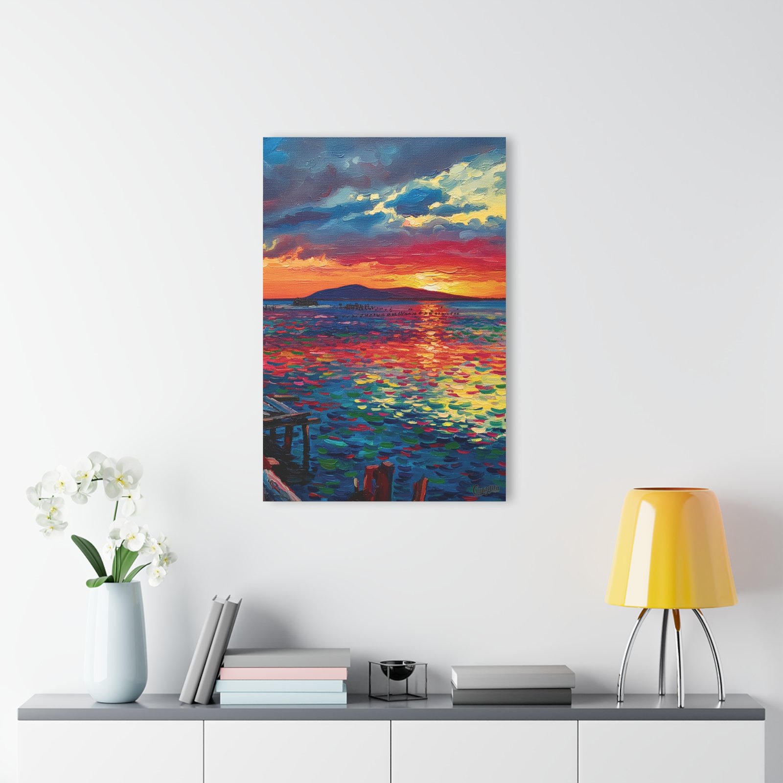 arte acrílico atardecer en cunagua