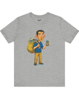 playful village character t shirt | humorous cartoon tee with mischievous charm | quirky illustrated pullover