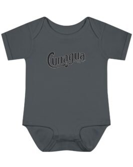 cunagua infant bodysuit | minimal baby one piece with branded script logo | soft airlume cotton jersey