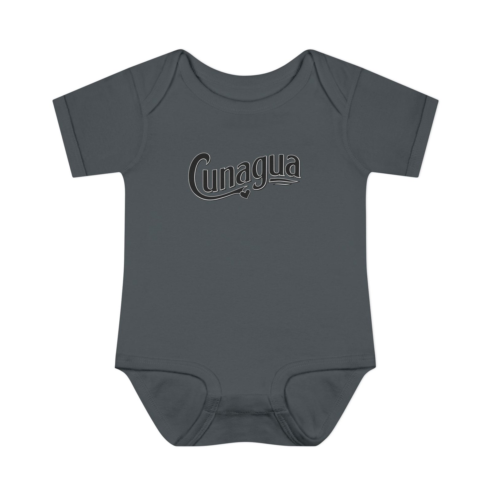 cunagua infant bodysuit | minimal baby one piece with branded script logo | soft airlume cotton jersey