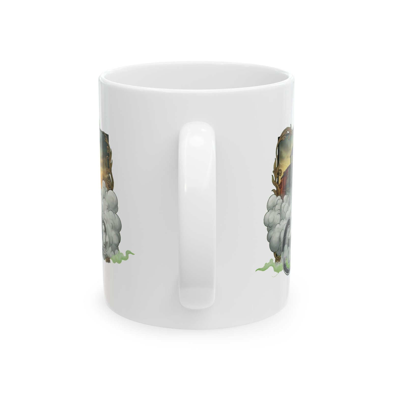 taza de cerámica tren de vapor vintage (11 oz, 15 oz)