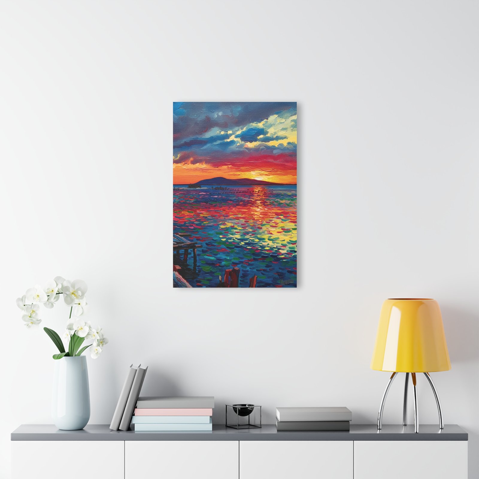 arte acrílico atardecer en cunagua