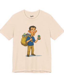 playful village character t shirt | humorous cartoon tee with mischievous charm | quirky illustrated pullover