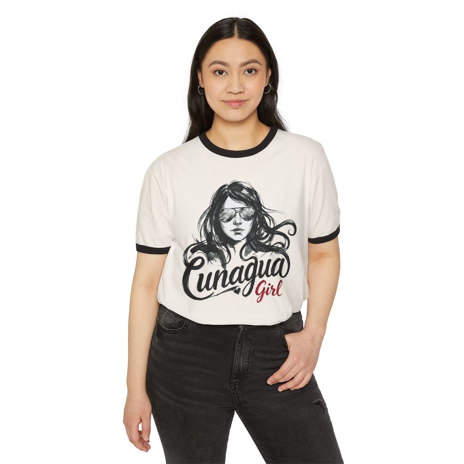 camiseta ringer «cunagua girl» — edición corte bob retro