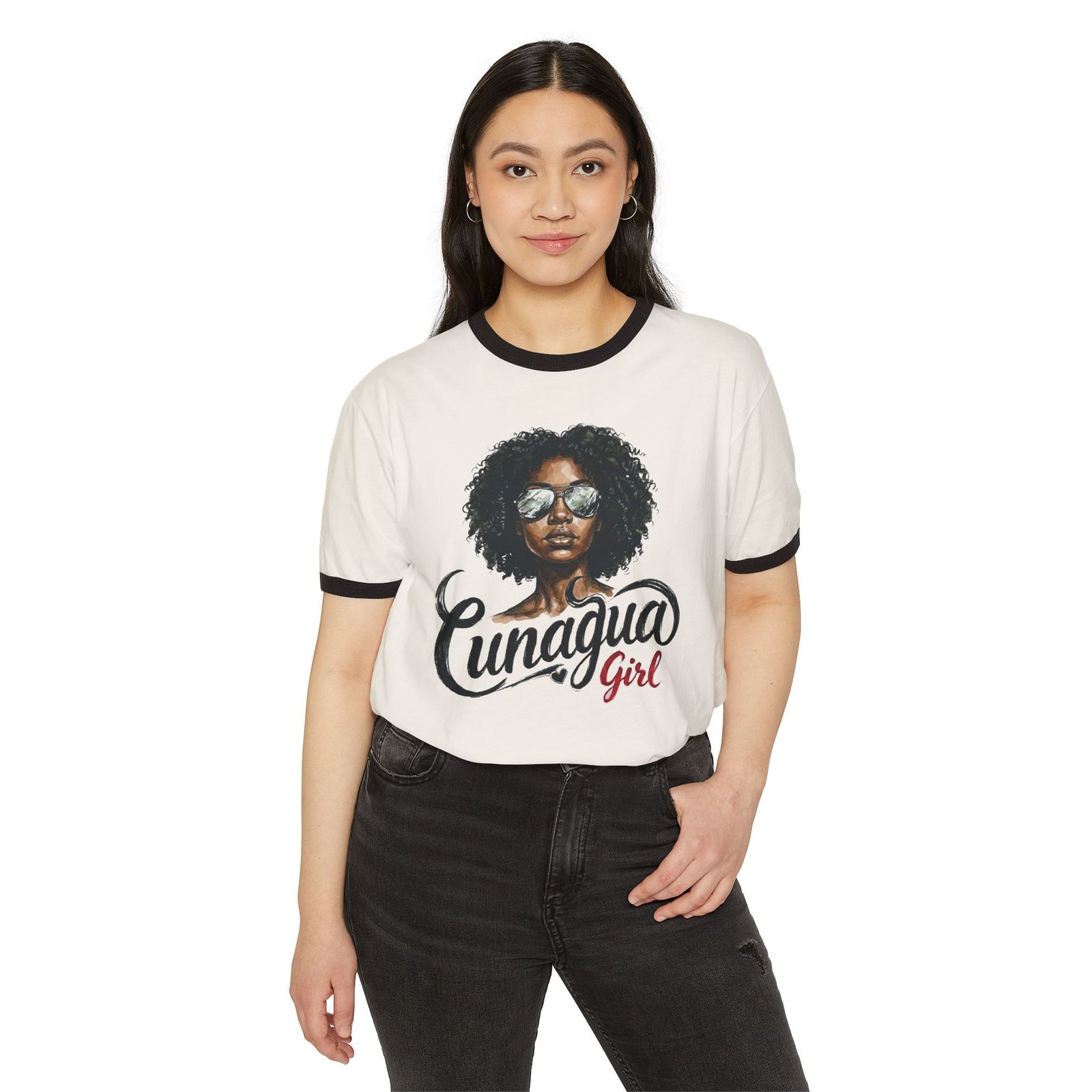 camiseta ringer «cunagua girl» — edición rizos naturales