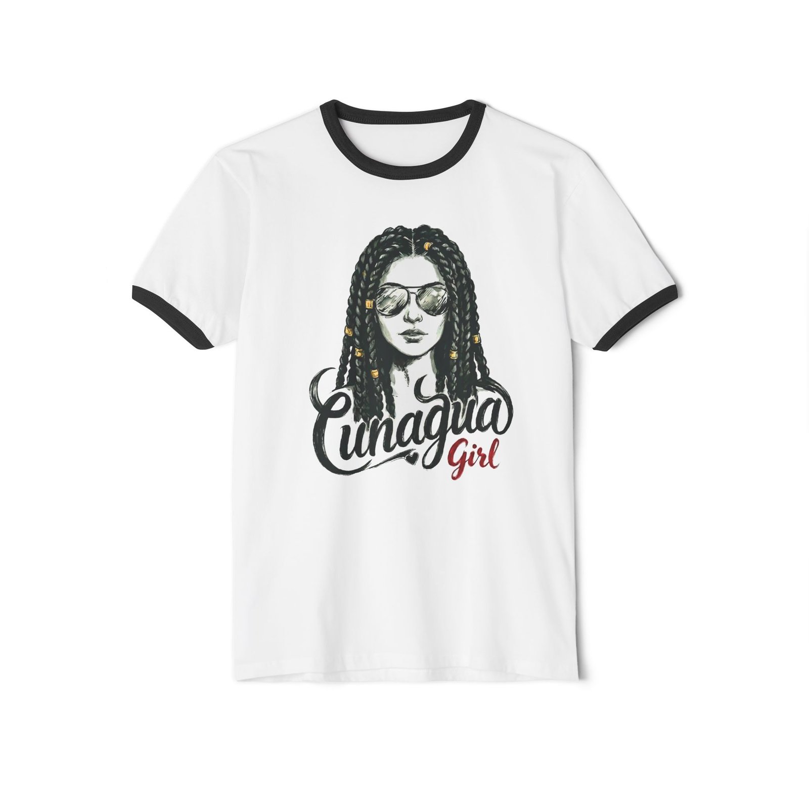 camiseta ringer «cunagua girl» — edición trenzas latinas