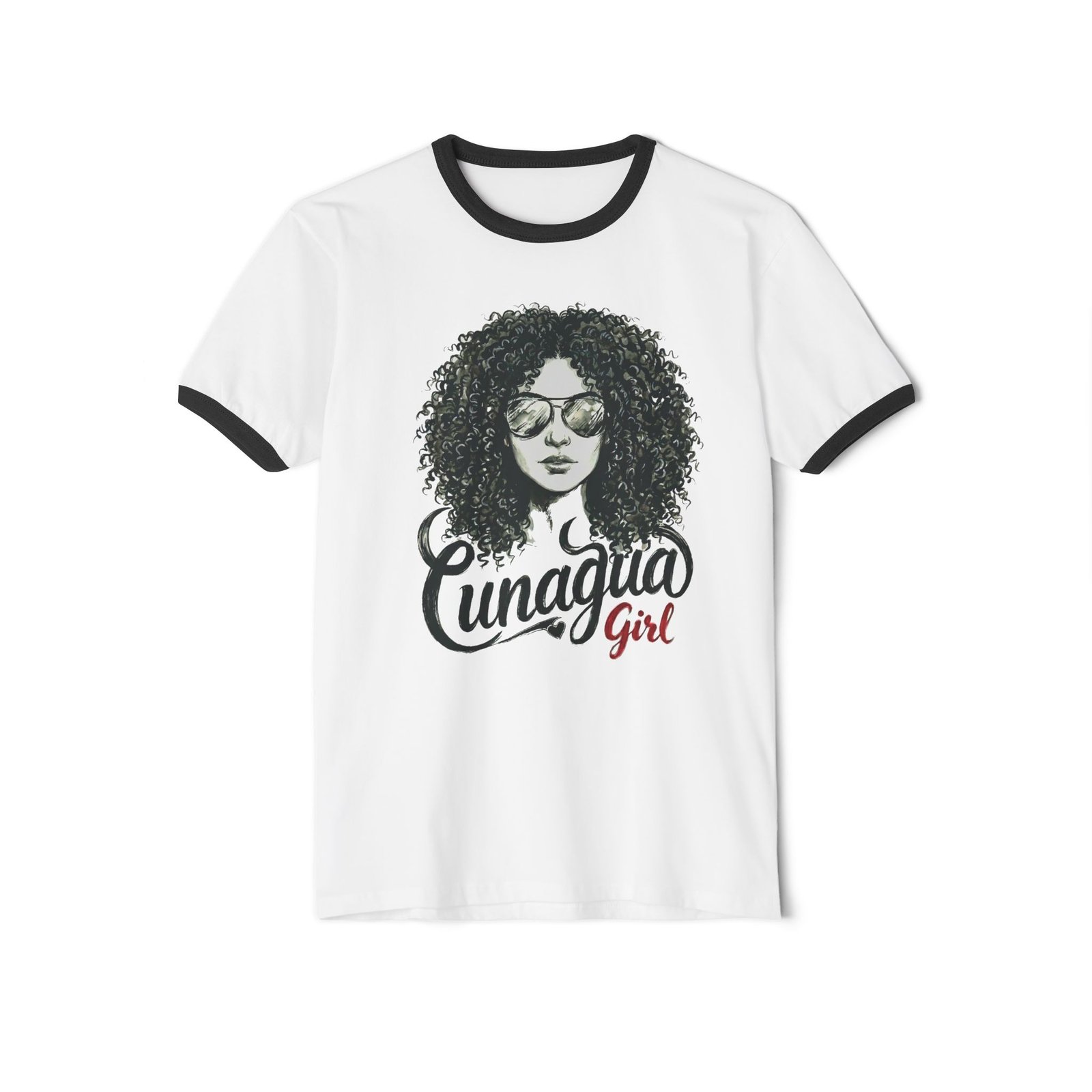 camiseta ringer «cunagua girl» — edición rizos casual