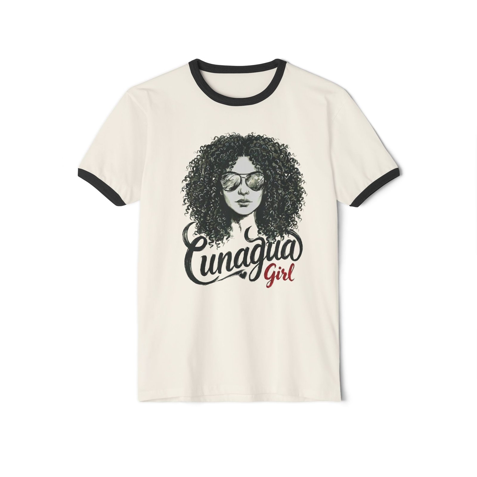 camiseta ringer «cunagua girl» — edición rizos casual