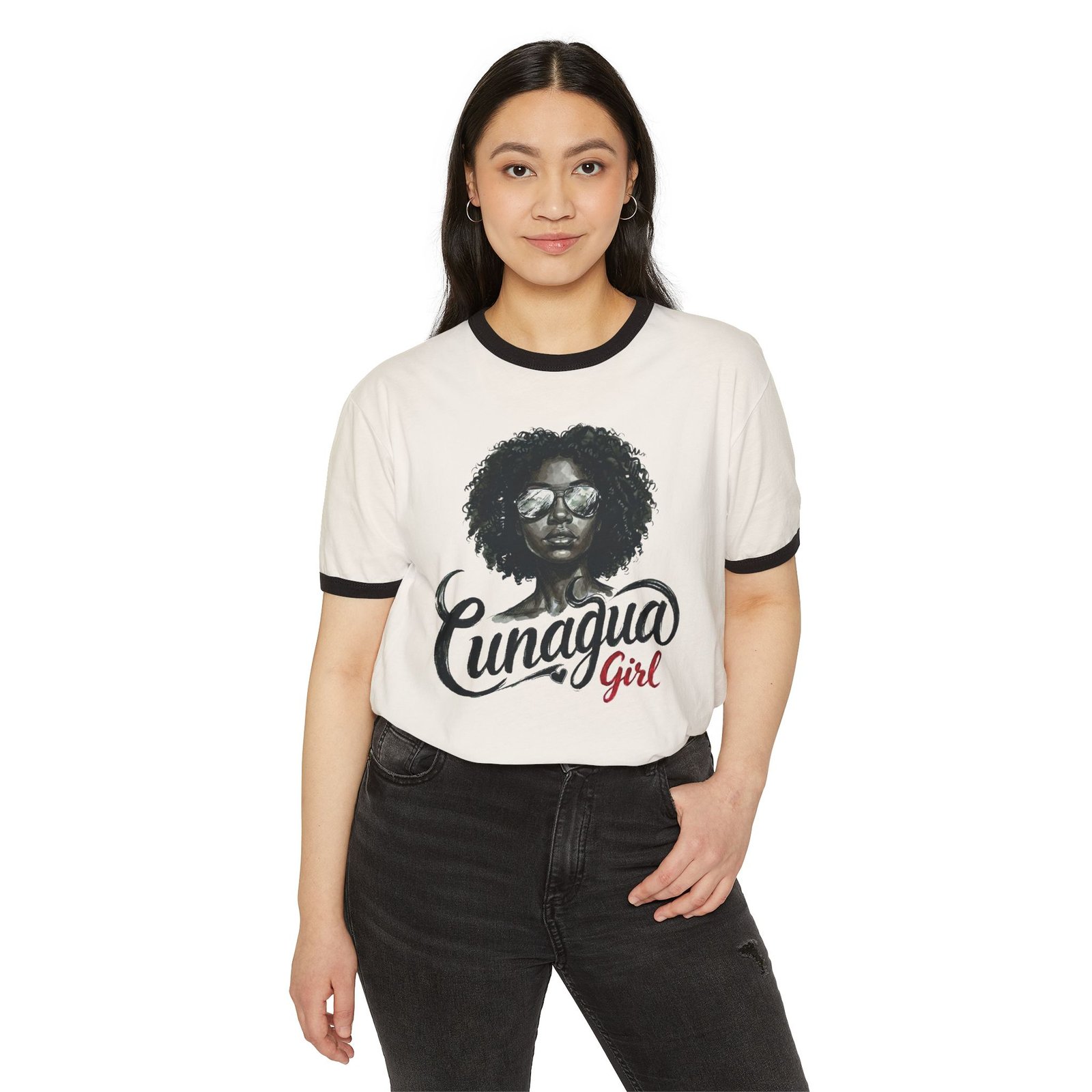 camiseta ringer «cunagua girl» — edición rizos naturales
