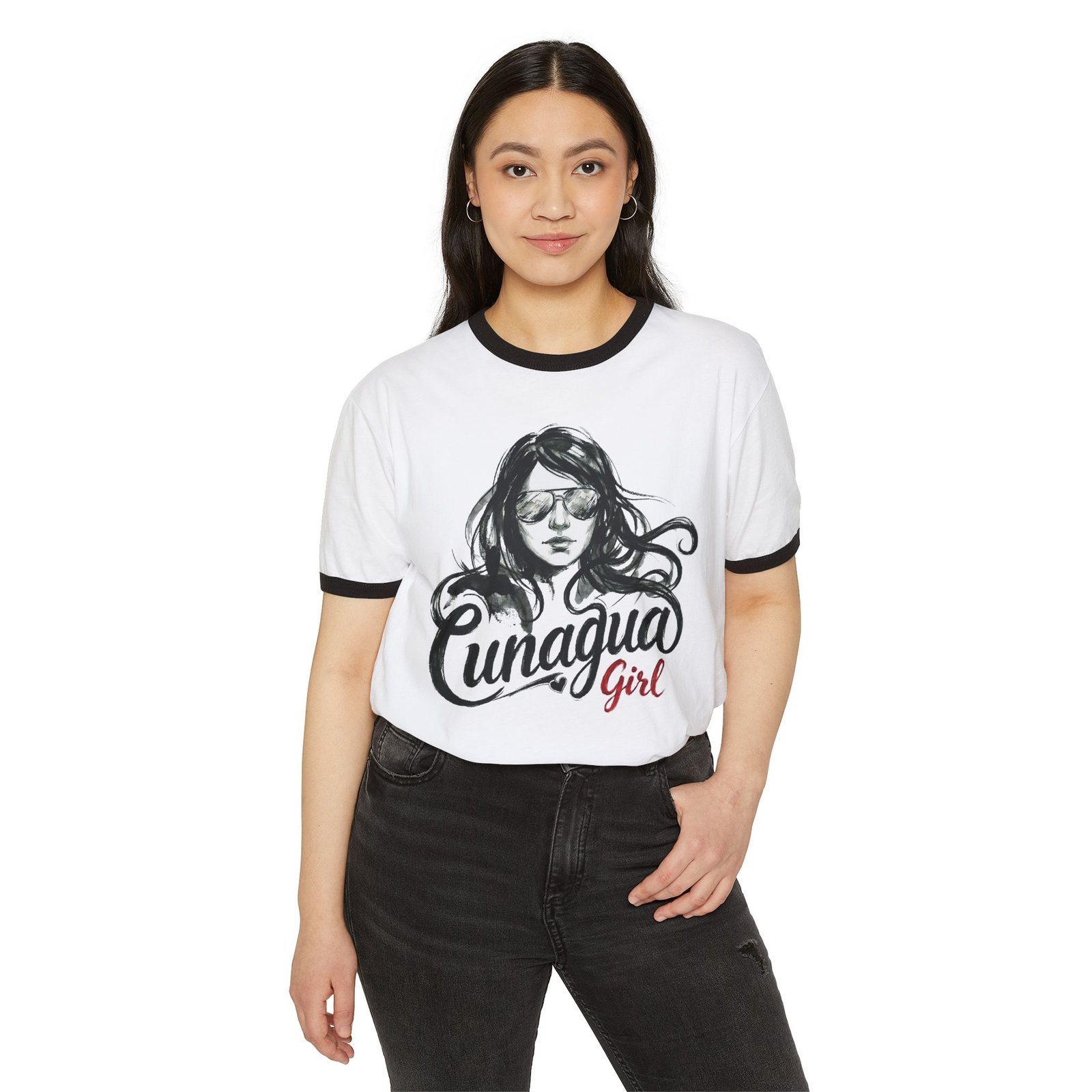 camiseta ringer «cunagua girl» — edición corte bob retro