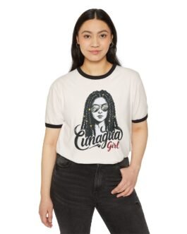 camiseta ringer «cunagua girl» — edición trenzas latinas