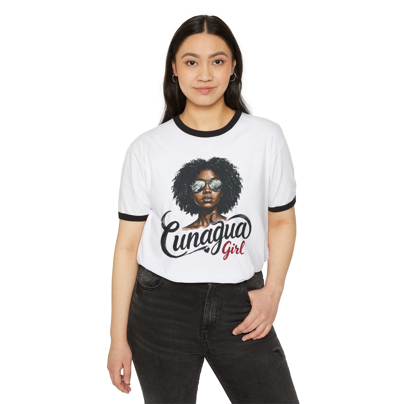 camiseta ringer «cunagua girl» — edición rizos naturales