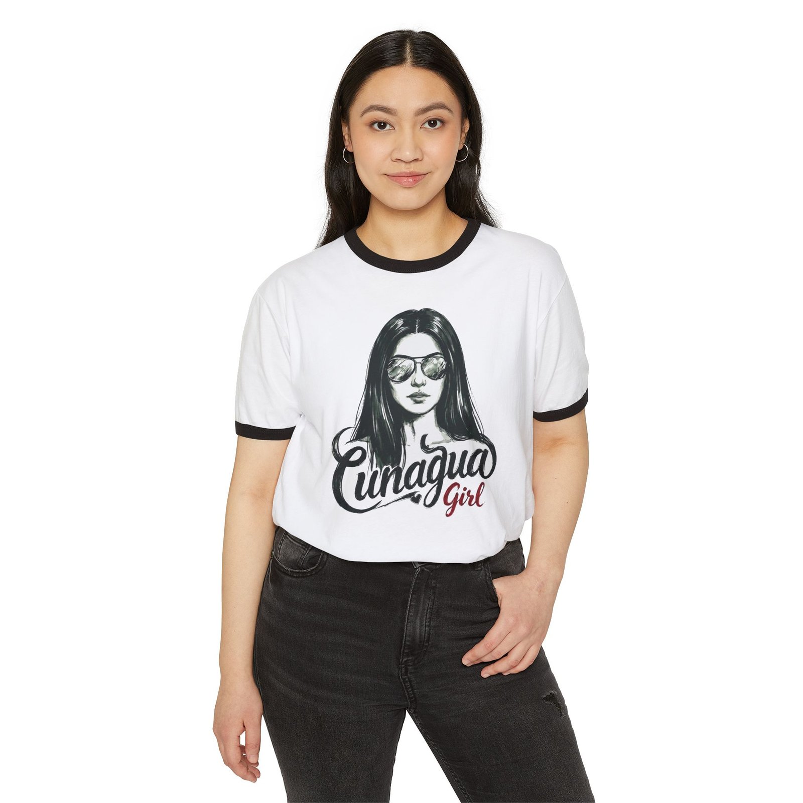 camiseta ringer «cunagua girl» — edición melena lacia
