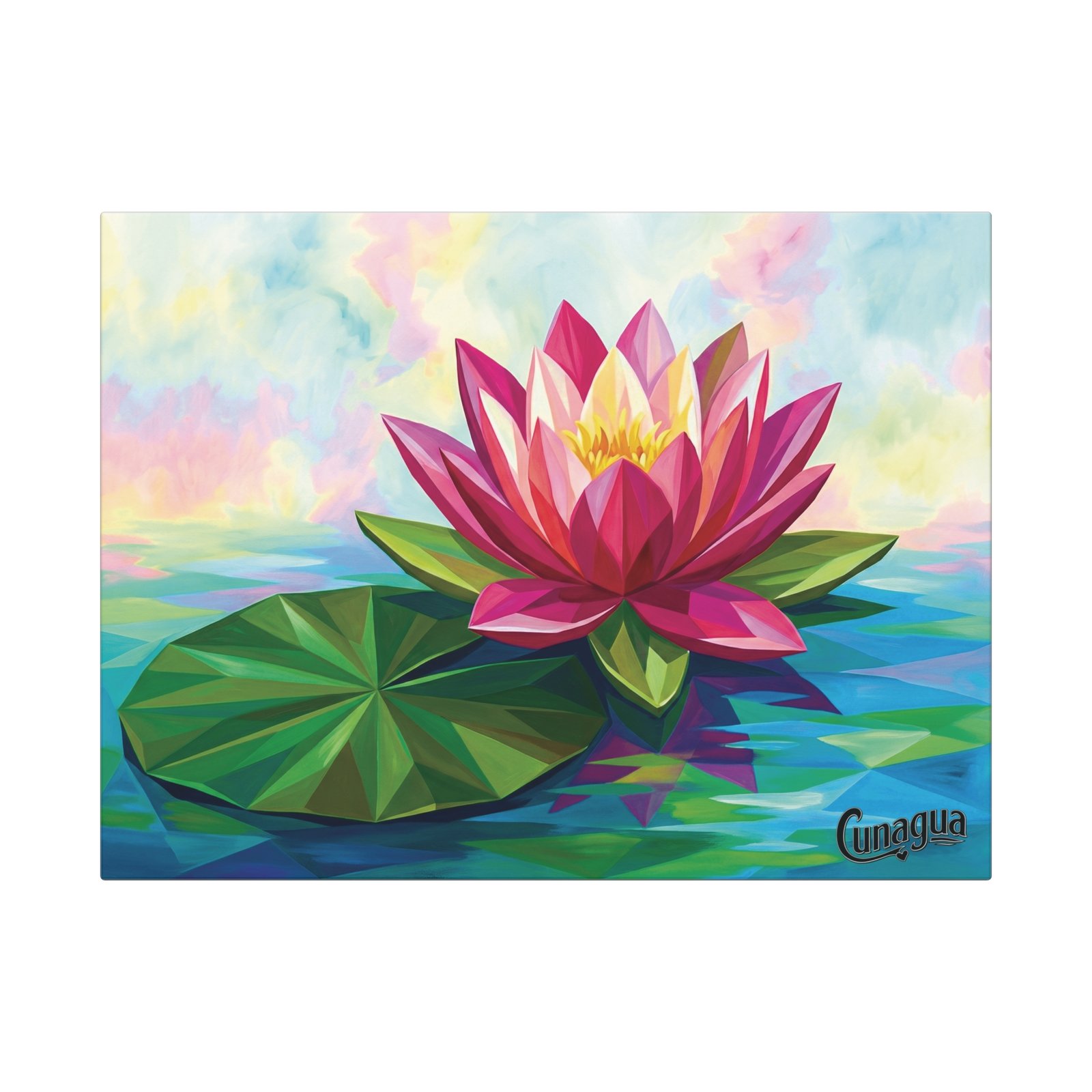 lienzo decorativo "nenúfar arcoíris" — arte tropical de la fuente