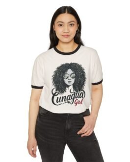 camiseta ringer «cunagua girl» — edición rizos casual