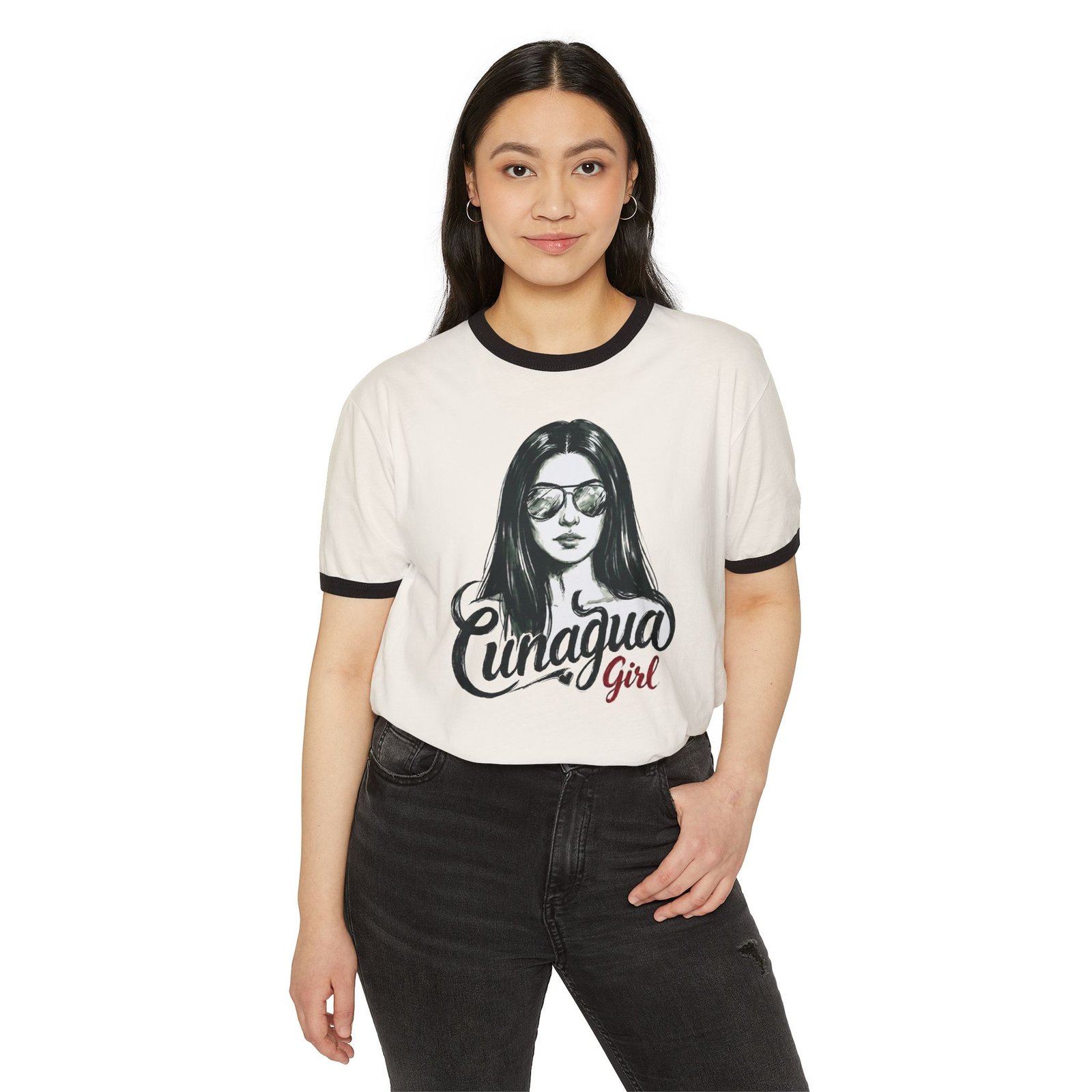 camiseta ringer «cunagua girl» — edición melena lacia